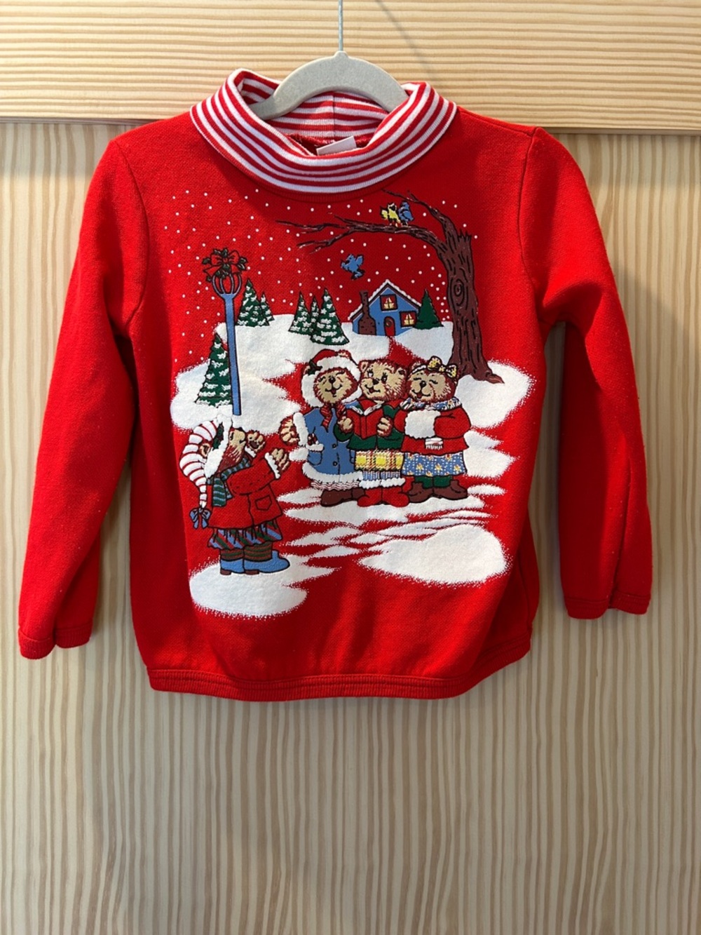 Vintage Basic Editions Red Christmas Teddy Carolers Sweater